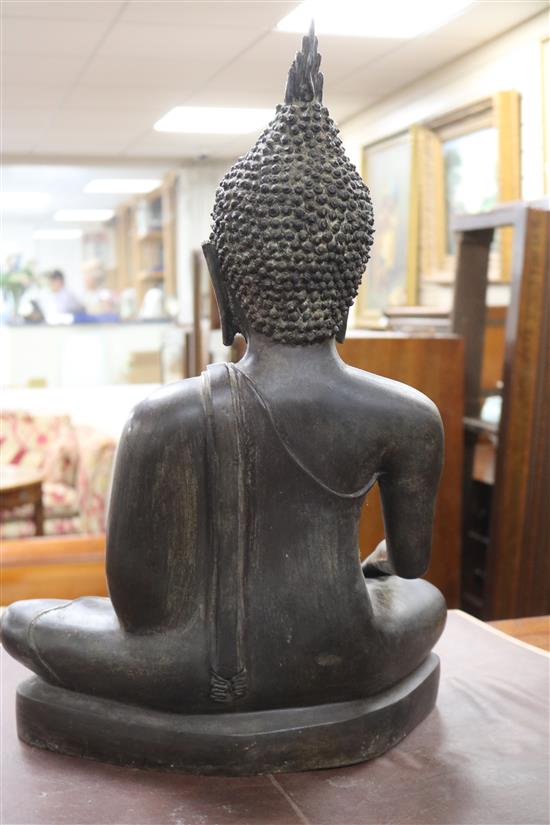A large Thai bronze seated figure of Buddha
